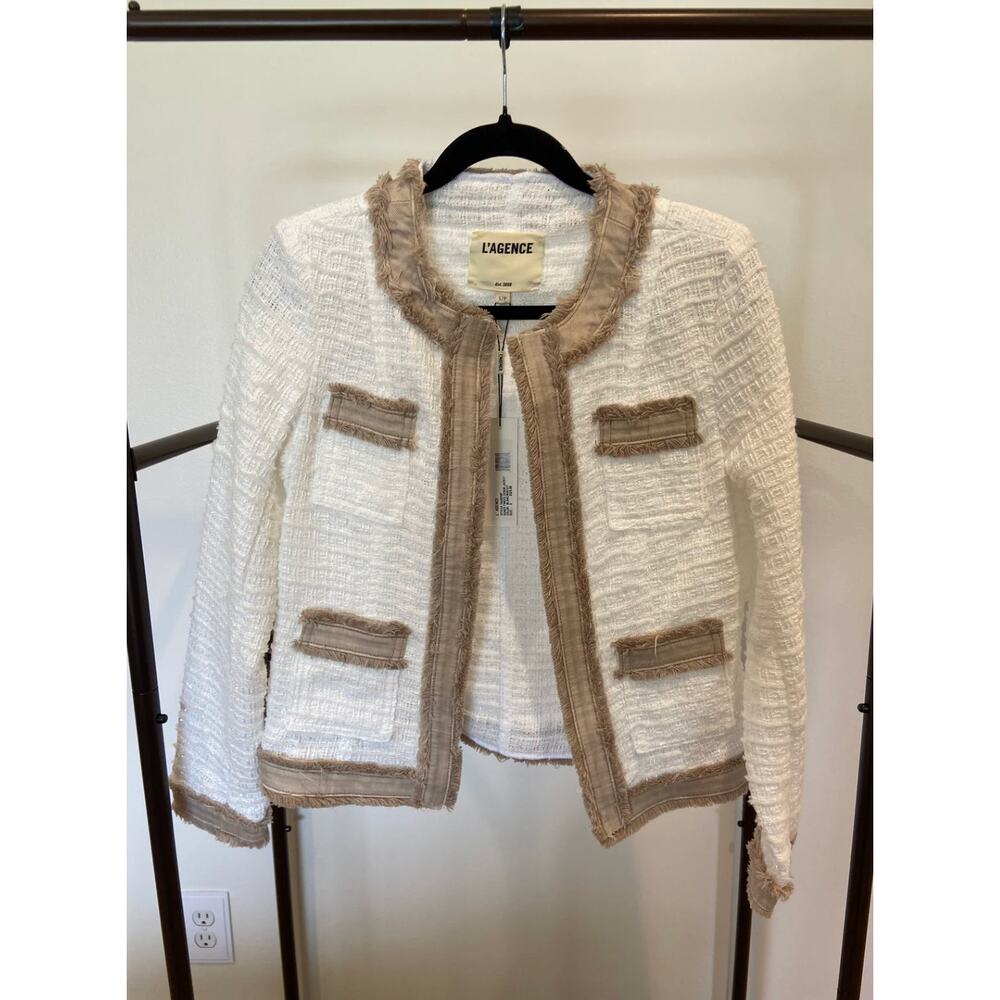 L'Agence Agnes Tweed Denim Jacket size S small - Picture 3 of 7